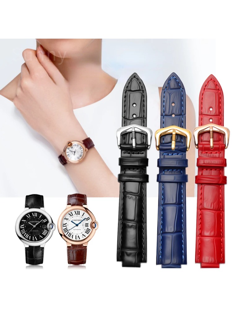Cartier Watch Ballon Bleu - Correa de reloj de cuero genuino